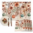 thumbnail image 1 of Fall Leaves Pumpkin Placemats Set of 1 Flowers Farmhouse Heat Insulated Linen Place Mats, Washable Stain-Proof Table Mats for Dining Tables Holiday Decor 13x19inch, 1 of 9