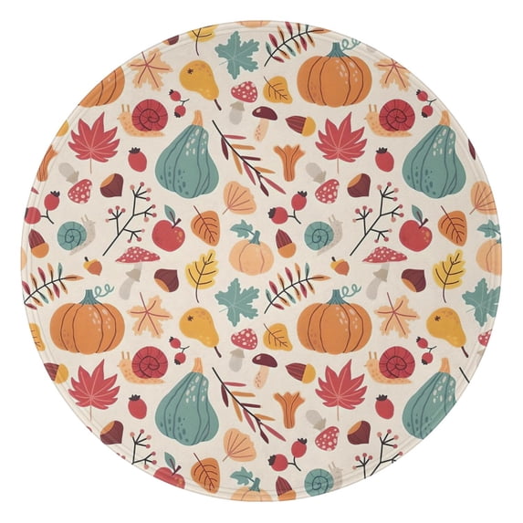 Fall Leaves Pumpkin Round Blanket,Comfortable Soft Flannel Throw Blanket,All Season,Warm Lightweight Blankets for Sofa Bed Couch Living Room Chair 60"x60"