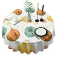 thumbnail image 1 of Fall Leaves Pumpkin Round Tablecloth 60" X 60",Wrinkle Wipeable Table Cloth for Kitchen Dining Room Picnic Patio Party, 1 of 6