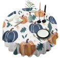 thumbnail image 1 of Fall Leaves Pumpkin Round Tablecloth 60" X 60",Wrinkle Wipeable Table Cloth for Kitchen Dining Room Picnic Patio Party, 1 of 6