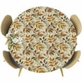 thumbnail image 1 of Fall Leaves Round Tablecloth 45-54 Inch Round Fitted Table Cloth with Elastic Edge, Farmhouse Autumn Beige Botanical Waterproof Table Cover Protector for Outdoor Picnic Party Dining, 1 of 6