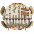 thumbnail image 1 of Fall Leaves Round Tablecloth, Fitted Table Cover with Elastic for 45"-54" Round Tables, Thanksgiving Pumpkins Country Wildflowers Rustic Table Cloth Outdoor Dinning Party Waterproof Tablecloths, 1 of 7