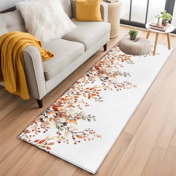 Fall Leaves Runner Rug 2x6 FT,Non Slip Hallway Rugs,Farmhouse Orange ...