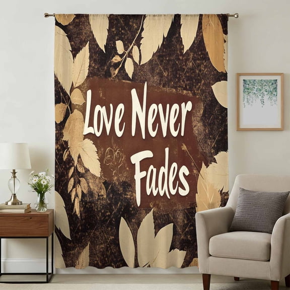Fall Leaves Sheer Curtains 96 Inches Long, Brown Beige Leaf Light Filering Curtains, Privacy Drapes Simi Floor to Veiling Curtain for Living Room Bedroom Large Window Treatment