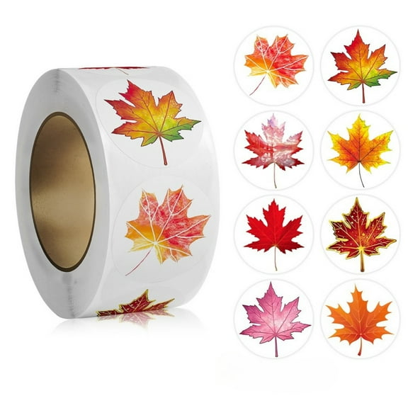 Fall Leaves Stickers Roll Self-Adhesive for Thanksgiving Decoration 500 Pcs