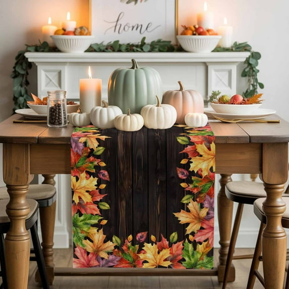 Fall Leaves Table Runner, Autumn Thanksgiving Kitchen Dining Table Decoration for Home Party Decor 13x60 Inches