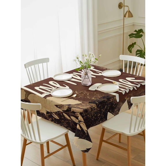 Fall Leaves Tablecloth Rectangle Table Cloth 60x102, Waterproof Outdoor Table Cloth Decorative Table Cover Protectors, Brown Beige Leaf Washable Table Cover for Kitchen Dinning Party