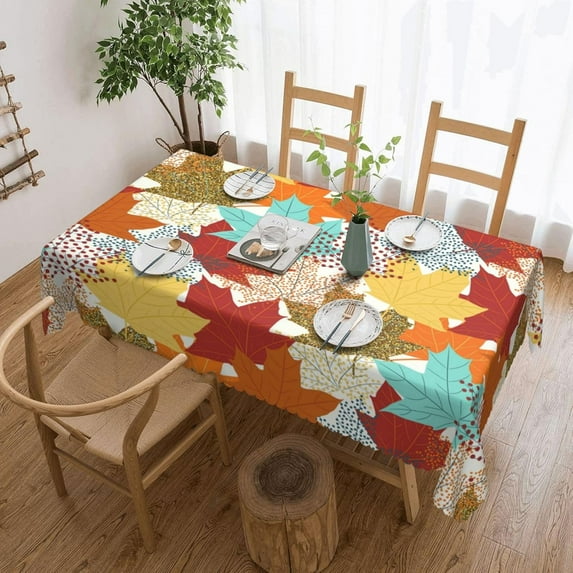 Fall Leaves Tablecloth Rectangular Thanksgiving Table Cloth Washable Table Cover for Party Picnic Dinner Decor 60" X 84"
