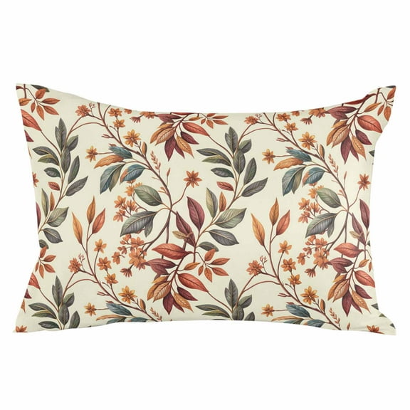 Fall Leaves Throw Pillow Cover 20 x 26 Inch Decorative Pillow Cover Farmhouse Beige Botanical Branch Lumbar Pillowcase Seasonal Rectangle Cushion Case for Couch Sofa Bed Living Room