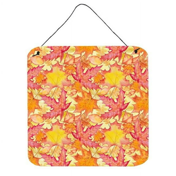 Fall Leaves Watercolor Red Wall or Door Hanging Prints, 6 x 6 in.