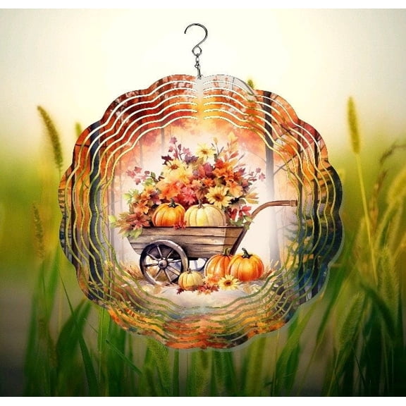 Fall Leaves Wind Spinner for Outdoor Yard, Autumn Metal Garden Decoration