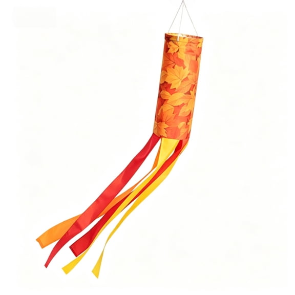 Fall Leaves Windsock Red Yellow Maple Leaves Windsock Flag for Outdoor (39.37 In)
