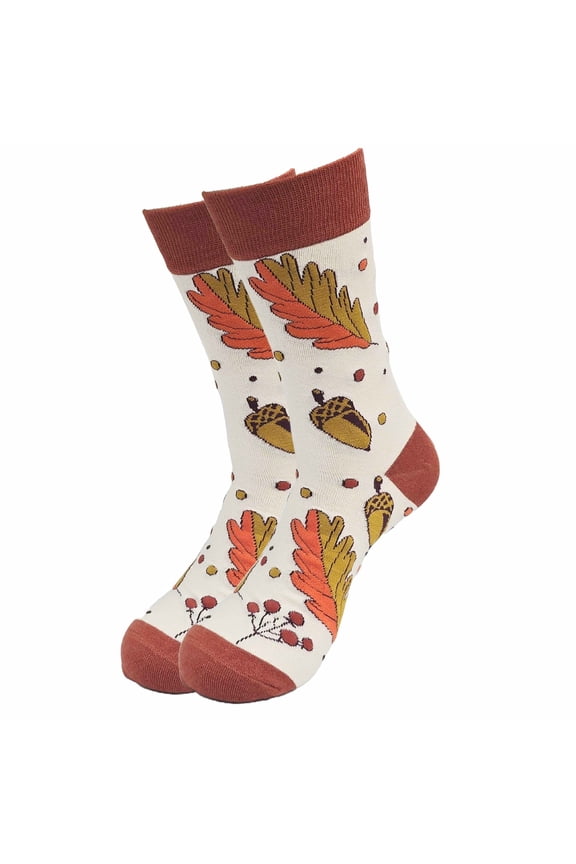 Fall Leaves and Acorns Pattern Socks (Adult Medium - Women's Shoe Sizes 5-10)