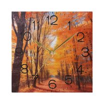 Fall Leaves with Forest Wall Clock 7.78" Non-Ticking Silent Battery Operated for Home Bedroom Office Kitchen Living Room(Gold)