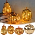 thumbnail image 1 of Fall Lighted Glass Pumpkins – Battery Operated Mercury Glass Pumpkin Decor with LED Lights, Autumn Thanksgiving Halloween Table Centerpiece Decorations for Home, Fireplace,Halloween Decorations, 1 of 6