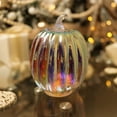 thumbnail image 1 of Fall Lighted Glass Pumpkins – Battery Operated Mercury Glass Pumpkin Decor with LED Lights, Autumn Thanksgiving Halloween Table Centerpiece Decorations for Home, Fireplace, Mantel, 1 of 6