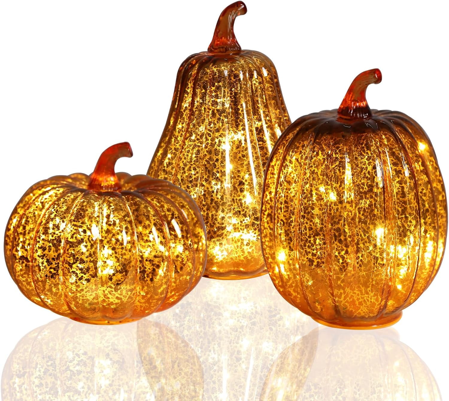 Elegant Lighted Glass Pumpkins Elevate Fall Decor with Glow and Charm