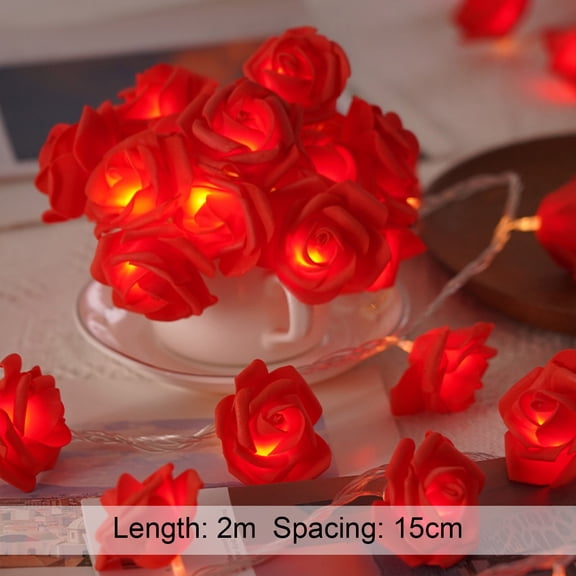 Fall Lights,LED Roses Small Colorful Lights Flashing Lights String Lights Bedroom Decorative Flower Battery Lights Party Wedding Room Romantic Lights Strings,(Red 6.7ft/2m 10LED)