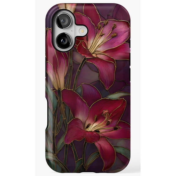 Fall Lilies Stained Glass Autumn Phone Case for iPhone 17 16 15 14 13 12 11 Pro Max