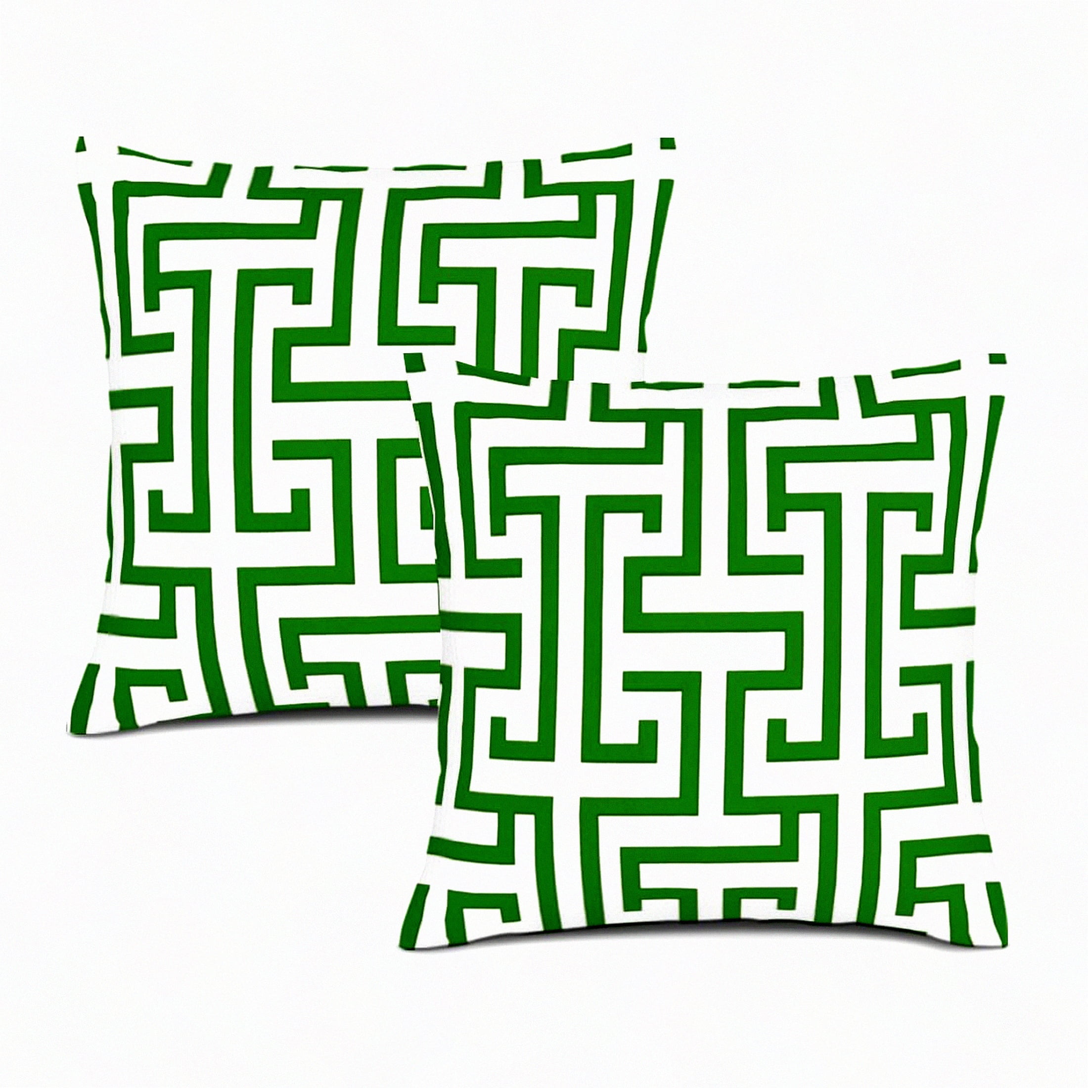 Fall Linen Greek Key Pillow Covers Set of 2 Decorative Euro Shams Cushion Shams in Green and White Soft 16x16 Inch Cases for Autumn Decor Walmart