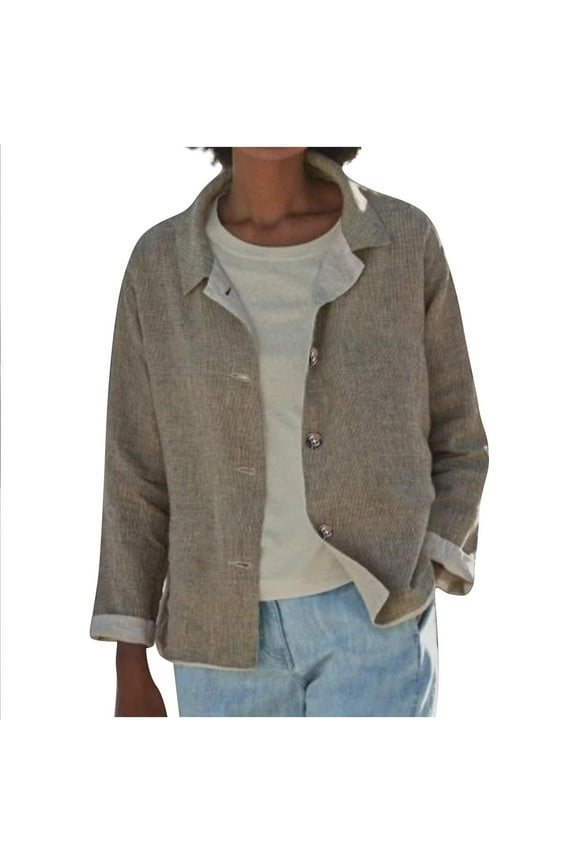 Fall Linen Jackets for Women Fashion 2025 Lightweight Solid Coat Soft Cozy Button Down Cropped Shackets