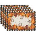 thumbnail image 1 of Fall Linen Placemats Set of 4 Autumn Thanksgiving Pumpkin Non Slip Heat-Resistant Washable Wipeable Table Place Mat Tablemat for Kitchen Dining Table Home Decoration 12" x 18", 1 of 6