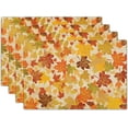 thumbnail image 1 of Fall Linen Placemats Set of 4 12x18 Inch Autumn Leaf Orange Place Mat Heat-Resistant Washable Wipeable Table Mat for Party Kitchen Dining Home Decor, 1 of 6