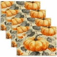 thumbnail image 1 of Fall Linen Placemats for Dining Table Set of 4 Pumpkin and Maple Leaf, Outdoor Table Placemats 12x18 Inch for Indoor Outdoor Party, 1 of 7