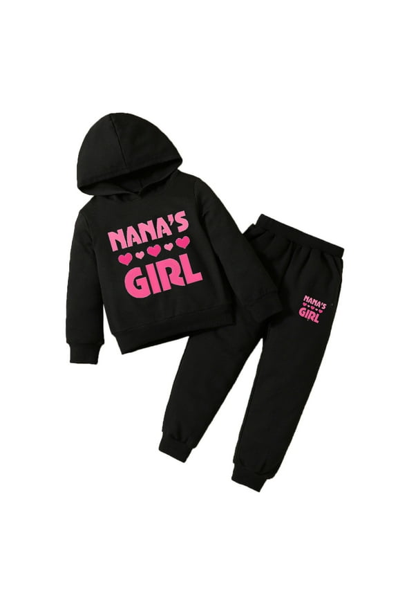 Fall Little Girls Outfits Boy Unisex Solid Sweatsuit Long Sleeve Warm Hooded Pullover Tops Pants Clothing Sets for Kids Sweet Size 5-6T