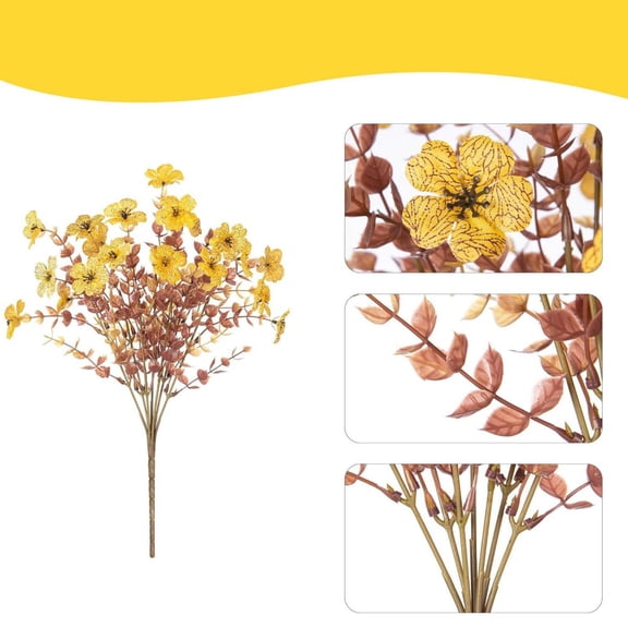 Fall Little Size Floral Burst Patterned Artwork Print Arrangement Artificial for Ornament 35 cm Yellow Red Orange Polymer Stems for Halloween Thanksgiving Holiday Party Indoor Outdoor Living