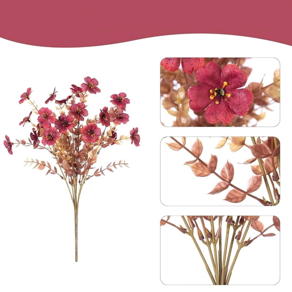 Fall Little Size Floral Burst Patterned Artwork Print Arrangement Artificial for Ornament 35 cm Yellow Red Orange Polymer Stems for Halloween Thanksgiving Holiday Party Indoor Outdoor Living