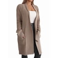 thumbnail image 1 of Fall Long Sleeve Cardigan Sweaters for Women Trendy Winter Open Front Loose Knitted Cardigan with Pockets Camel L, 1 of 8