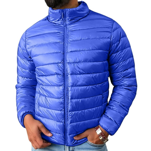 Fall Long Sleeve Hiking Puffer Jacket Men Plus Size Trendy Cosy Mens Windproof Solid