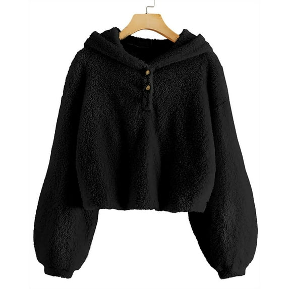 Fall Long Sleeve Loose Fit Going Out Tops Shirts for Girls Black Kids Girl's Fleece Hoodie Warm Pullover Jacket Top Coat