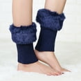 thumbnail image 1 of Fall Long Sleeve Thermal Leg Warmers for Women Blue Autumn And Winter Short Turned Wool Warm Socks Boots Cover Knitting Protector, 1 of 6
