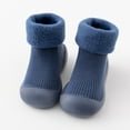 thumbnail image 1 of Fall Long Sleeve Thermal Toddler Slippers for Boys Blue Kids Baby Girls Solid Warm Knit Soft Sole Rubber Shoes Socks Slipper Stocking, 1 of 3