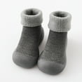 thumbnail image 1 of Fall Long Sleeve Thermal Toddler Slippers for Boys Gray Kids Baby Girls Solid Warm Knit Soft Sole Rubber Shoes Socks Slipper Stocking, 1 of 4
