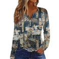 Fall Long Sleeve Tops for Women Plus Size Blouse Henley Button V Neck
