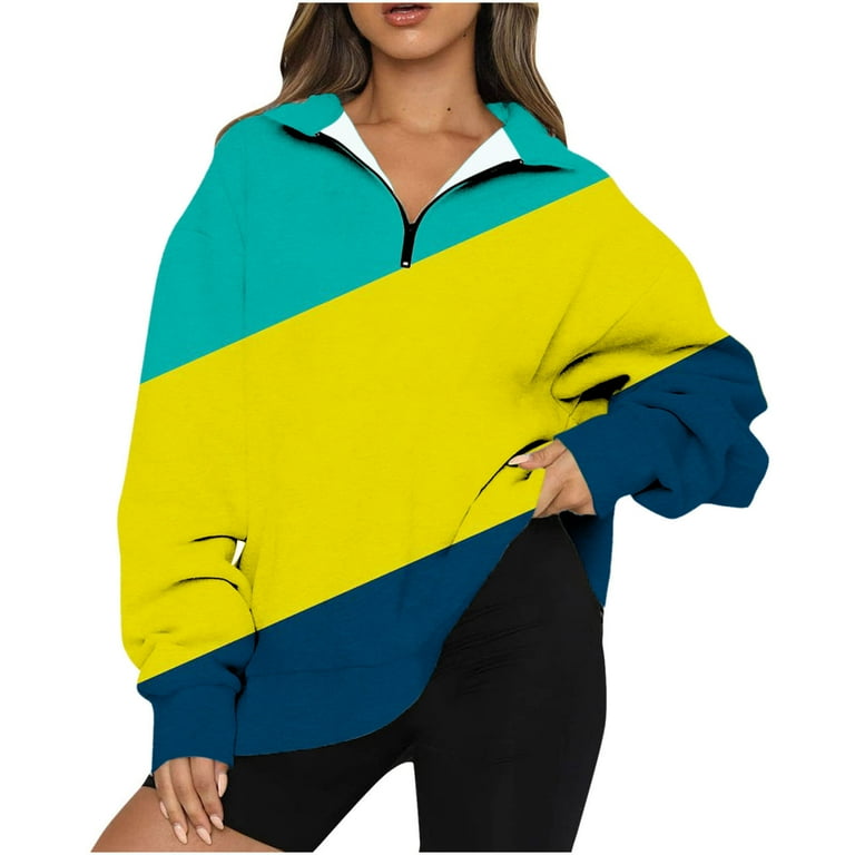 Fall Long Sleeve Tops for Women Womens Oversized Half Zip Pullover