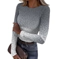 Fall Long Sleeve Underscrub For Women Cute Gradient Leopard Print Basic ...