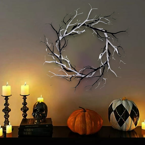 Fall Looped Dead Branch Design Twig Wreath for Living Room Bedroom Dining Room Halloween Fall Christmas Thanksgiving Decoration