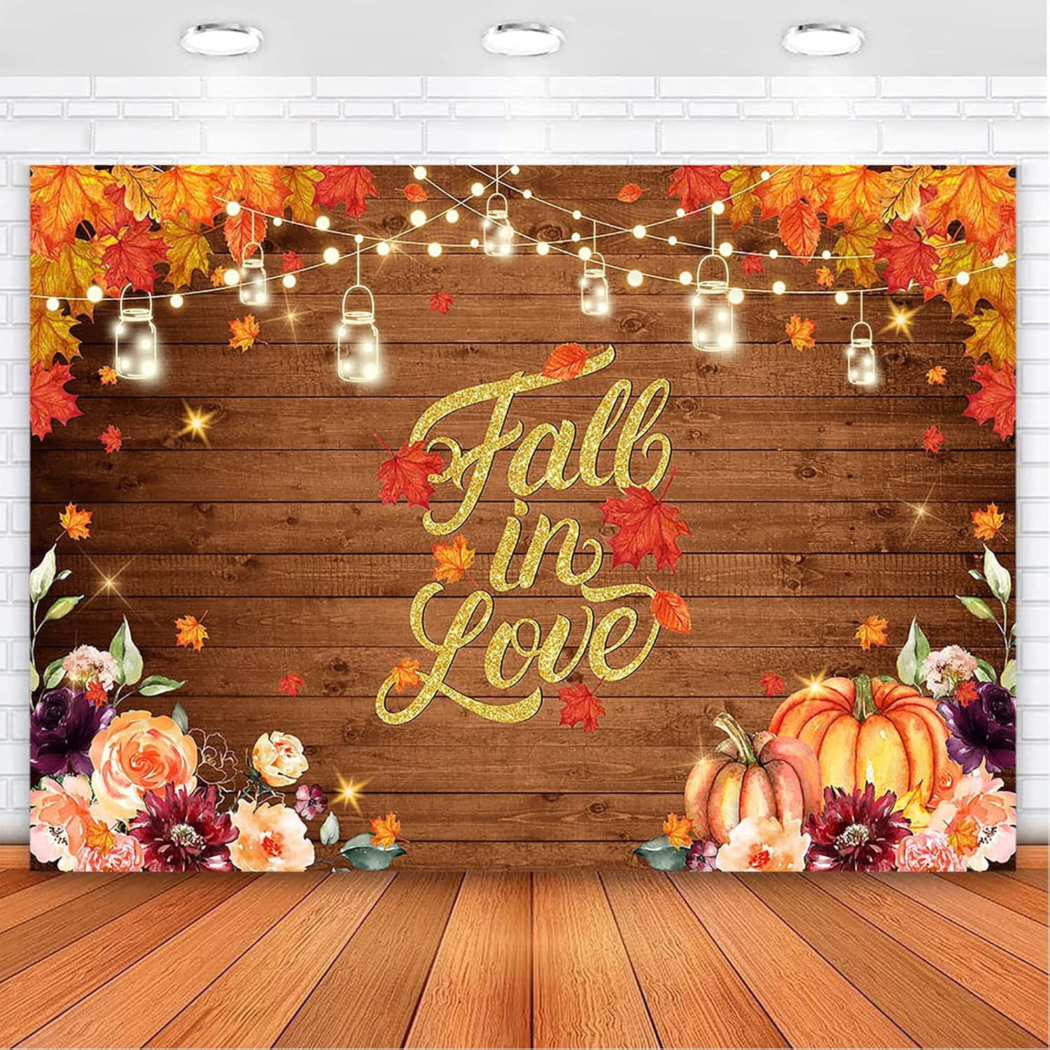Fall in Love Backdrop Autumn Bridal Shower Photography Background ...