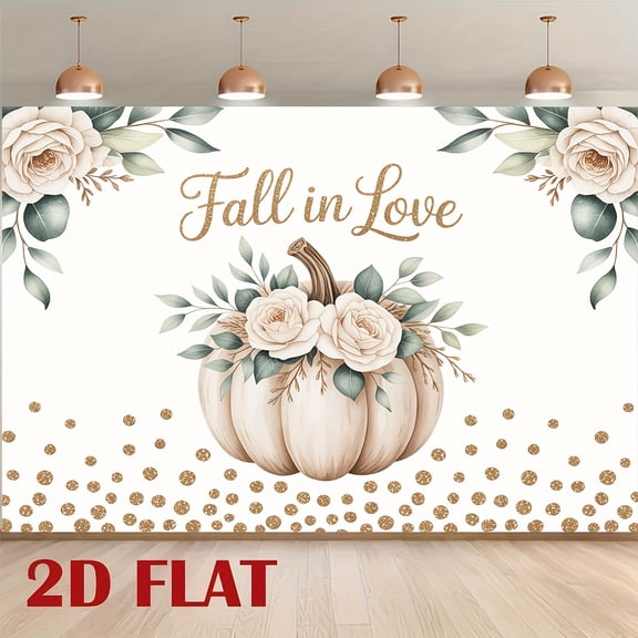Fall in Love Backdrop White Rose Autumn Pumpkin Bridal Shower Photography Background Greenery Pumpkin Glolden Glitter Dots Fall Wedding Anniversary Party Decorations Banner Photo Booth Props