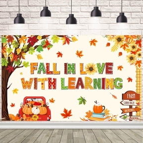 Fall in Love with Learning Banner Decorations Autumn Maple Leaves Pumpkin Fall Theme Classroom Decorations for Thanksgiving School Home Wall Decor Supplies