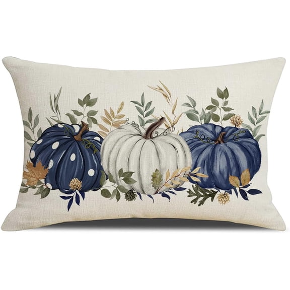 Fall Lumbar Pillow Cover 12x20 Inch Hello Pumpkin White Pillow Case Outdoor Decorative Lumbar Throw Pillow Cover for Fall Autumn Decor for Room Couch Porch Patio