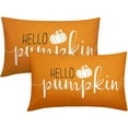 thumbnail image 1 of Fall Lumbar Pillow Covers 12X20 Inch Autumn Hello Pumpkin Decorative Rectangle Pillow Cases Orange Linen Throw Pillows Set of 2 Thanksgiving Farmhouse Home Decor For Room Porch Patio Couch Outdoor, 1 of 6