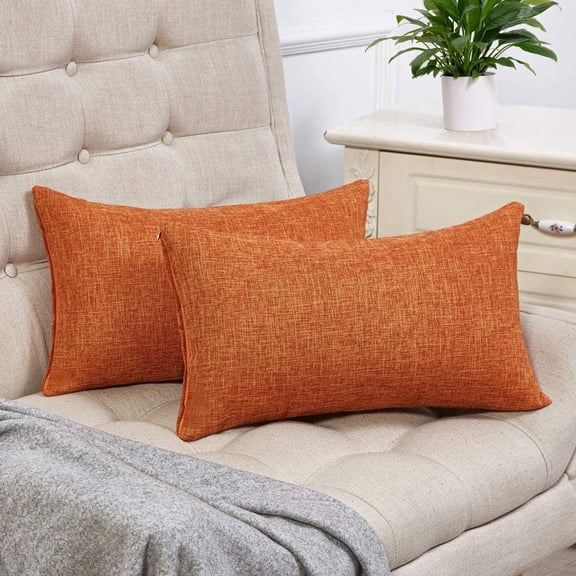 Fall Lumbar Pillow Covers 12x20 Inch for Fall Decor Set of 2 Burnt Orange Autumn Rustic Decorative Throw Pillow Covers Cushion Case for Sofa Couch Farmhouse Home Decorations