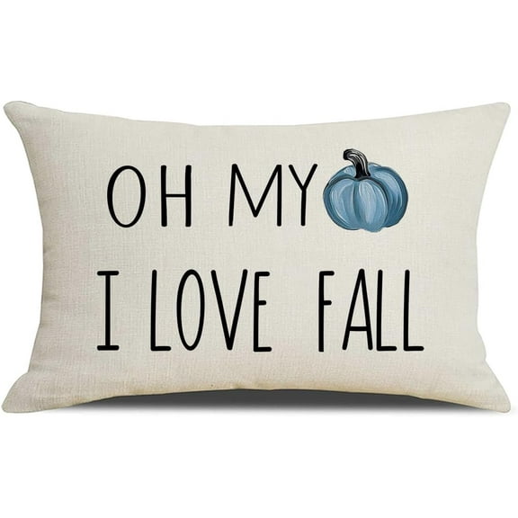 Fall Lumbar Throw Pillow Case 12×20 Inch Thankgiving Gifts White Pillow Cover Farmhouse Decorative Rectangular Waist Cushion Cover for Sofa Beach Porch Bench Decor