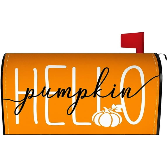 Fall Mailbox Cover 21x18 Inch, Hello Pumpkin Post Letter Box Covers, Autumn Harvest Thanksgiving Magnetic Waterproof Mail Wraps for Outdoor Yard Garden Standard Mailbox Decor