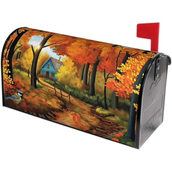 Fall Mailbox Covers Magnetic Maple Leaves Bird Mailbox Cover Autumn Mailbox Cover Magnetic Mailbox Wraps Standard Size 18" X 21" Holiday Garden Mailboxs Decorations for Outside